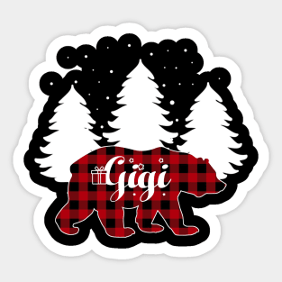 Buffalo Red Plaid Gigi Bear Matching Family Christmas Sticker